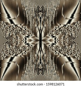 Textured grunge 3d vector seamless pattern. Ornate luxury grungy ornamental background. Modern repeat backdrop. Endless elegant trendy texture. Stylish design for wallpapers, tiles, fabric, prints.