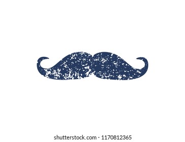 Textured grunge mustache isolated.  Vector illustration.