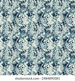 Textured grunge seamless pattern in cool colors. Hand drawn background for your design. Textile, packaging, blog decoration, banner, poster, wrapping paper. Vector. 