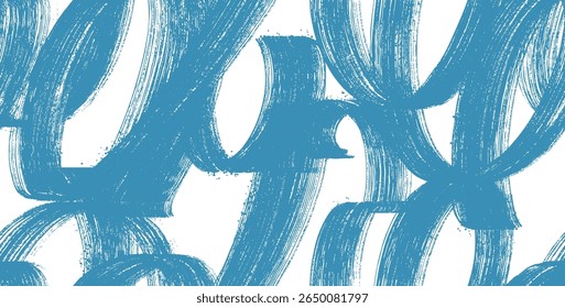 Textured grunge seamless pattern style blue background with bold zigzag hand-painted brush strokes, grainy spray paint effect, and distressed vintage details. Rough, thick strokes, vector pattern.