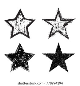 Textured Grunge Star.Vector Star Symbol.