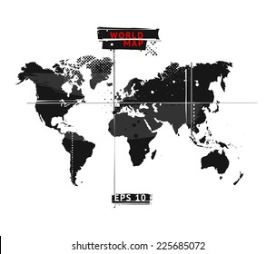 Textured grunge styled world map