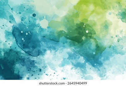 A textured grunge wall with a watercolor effect features a blend of blue and green hues. The abstract patterns create a dynamic and artistic backdrop perfect for various design projects