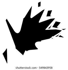 Textured grungy element on white â?? Traced and angled paint splash, inkblot, scratch mark. Patch, mark of damage