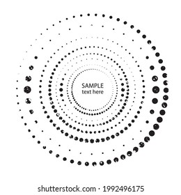 Textured halftone dots in circle form. round logo . vector dotted frame . design element