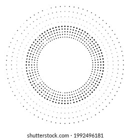 Textured halftone dots in circle form. round logo . vector dotted frame . design element