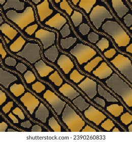 Cuadros de medio tono texturados abstraen un patrón sin fisuras. Fondo de vector digital ornamental de medio tono. Repetir el fondo decorativo. Modernos y hermosos adornos de olas de grano. Una textura infinita y nítida.