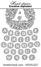 Alfabeto dibujado a mano texturado, vector