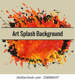 Textured hand drawn art background with spot and splash of paint