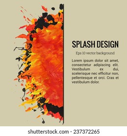 Textured hand drawn art background with spot and splash of paint