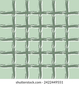 Textured Hand Drawn Plaid Vector Pattern. Romantic Artistic Cottagecore Checks. Homestead Farmhouse Print. Pastel Summer Graphic Background with chalk crayon dry brush texture.