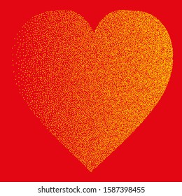 Textured heart icon. Abstract random dots for banner design. Vector background. Vintage dirty dotted pattern. Decorative graphic element. Ornament illustration. Decoration element.