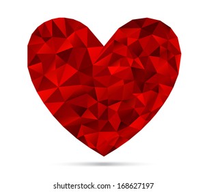 Textured Heart Sign, Heart Shape Vector Diamond Isolated on White Background