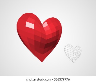 Textured Heart Sign, Heart Shape Vector Diamond Isolated on Grey Background