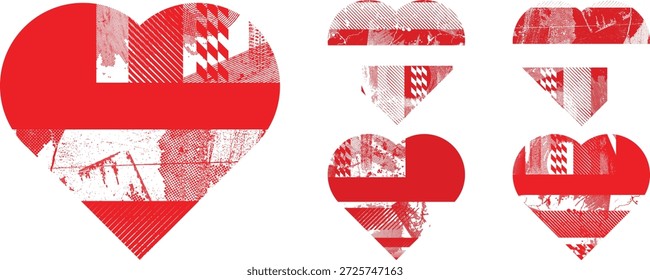 Texturierte Herzen, Vektorgrafik-Set. Glitzerte Social-Media-Vorlagen . Trendy Fehler Herz . Glitzerte, grunge cyber punk-symbol mit distressed effekt. Herz mit einer Rasterpunktscreen-Drucktextur.
