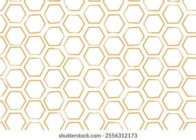 Textured Honeycomb structure seamless pattern. Propolis Honey comb. Honey, pollen, wax, parchment and bee products in sketch style. Stock vector illustration isolated on a white background.