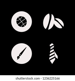 textured icon. textured vector icons set tie, brush, coffee beans and basketball ball