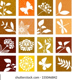 Textured icons with plants