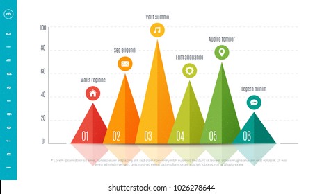 Textured infographic bar chart template with 6 options. Vector design for presentations, reports, layouts, projects. Global swatches.