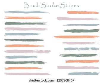 Textured ink brush stroke stripes vector set, pastel horizontal marker or paintbrush lines patch. Hand drawn watercolor paint brushes, smudge strokes collection. Interior paint color palette samples.