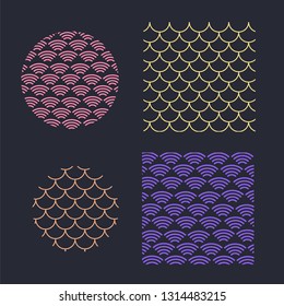 Textured japanese background. Wave pattern. Sea japan pattern vector