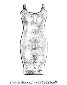 Textured Knit Button-Front Tank Dress with Scoop Neck