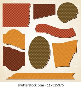 Textured labels and stickers set in retro style.