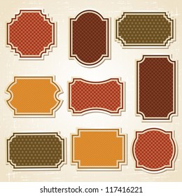 Textured labels and stickers set in retro style.