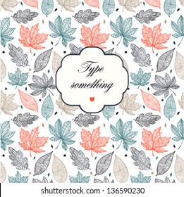 Textured leaves background with frame.