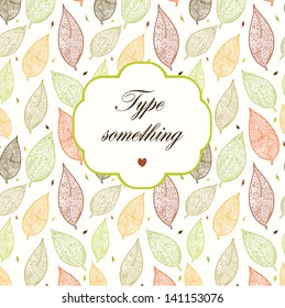 Textured leaves background with a frame.