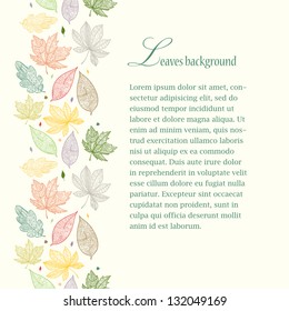 Textured leaves seamless line background.