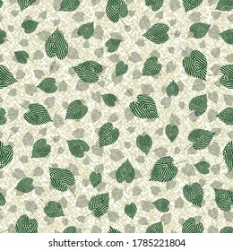 Textured leaves shapes seamless pattern