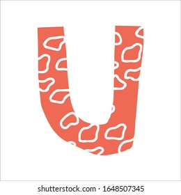 Letra texturizada "u" sobre fondo blanco