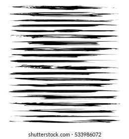 Textured long strokes black paint isolated on a white background