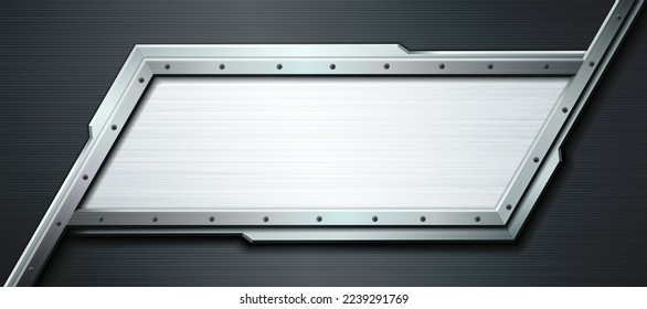 Textured metallic border. Industrial vector illustration.