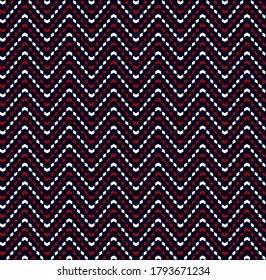 Textured modern zig zag seamless with Blue, Red, White pattern for Background, Textile, Cover, Print, Fashion, Flyer, Interior, Wrapping paper, Packaging, Wallpaper Design and other textile product.