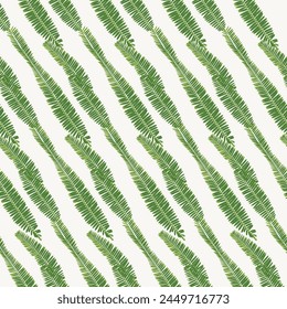 Textured Monochromatic leaf Seamless Pattern background.Tropical palm leaves with Tropical green texture background on cream background.