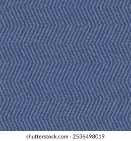 Textured monochrome zigzag pattern of slate blue rugged fuzzy stripes. Minimalist grunge stripy background with ikat print.