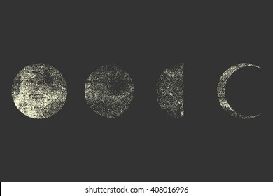 Textured moon phases. Vector illustration.