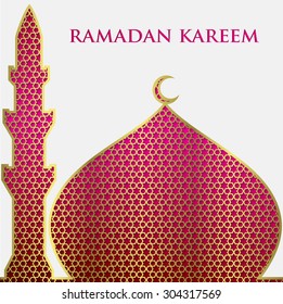 Textured Mosque Card In Vector Format.
