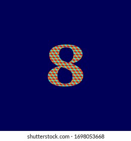 textured number 8 icon in vibrant colors on dark blue background