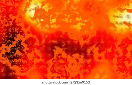 textured orange halloween vector background with dark grunge edges. Halftone effect
