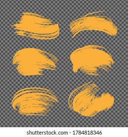 Trazos de color naranja texturizado sobre fondo transparente de imitación