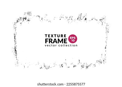 Textured overlay grunge frame rectangular shape. Distressed one color background. Abstract graphic vector design.