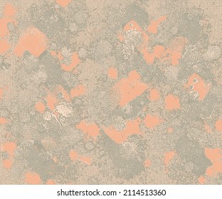 Textured paint strokes, terra cotta artwork, blots on canvas. Dirty oil, acrylic painted art, vector texture. Abstract grungy background, light cover, backdrop