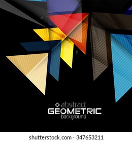 Formas geométricas de papel texturizado sobre negro. Fondo abstracto vectorial