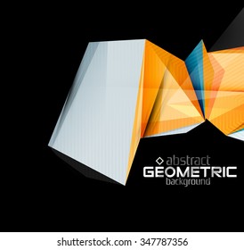 Textured paper geometric shapes on black. Vector abstract background