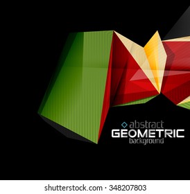 Textured paper geometric shapes on black. Vector abstract background