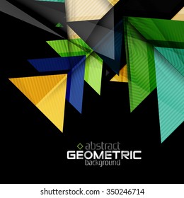 Formas geométricas de papel texturizado sobre negro. Fondo abstracto vectorial