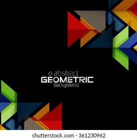 Textured paper geometric shapes on black